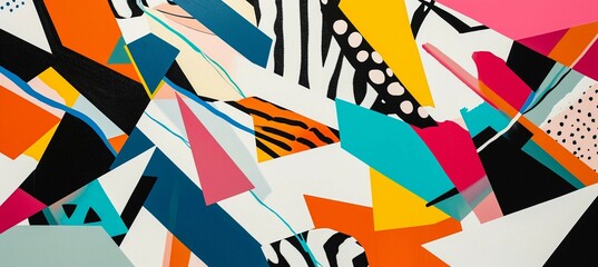 Visually striking abstract composition using vibrant geometric shapes and bold colours