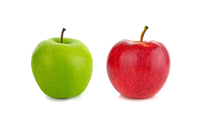 Colorful apples  red and green   fruits  isolated on white background.