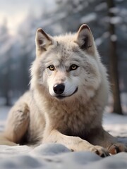 white wolf in snow