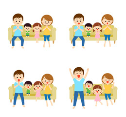 観戦している親子