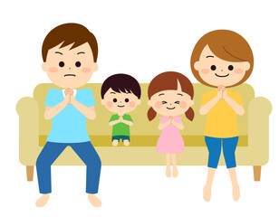 観戦している親子