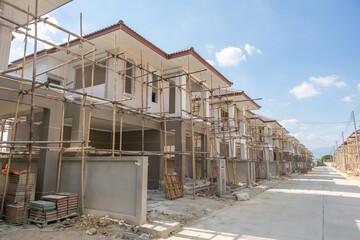 construction residential new house in progress at building site housing estate development