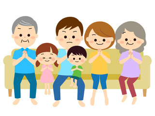 観戦している3世帯家族