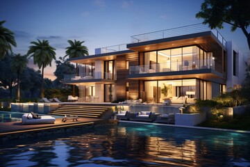 Fototapeta premium Illustration of a luxurious villa