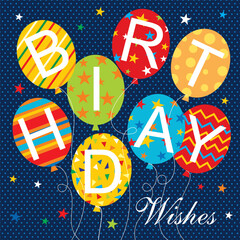 Happy  birthday design with colorful balloons and text