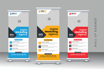 Fototapeta na wymiar Corporate Digital Marketing Rollup Banner Design Template