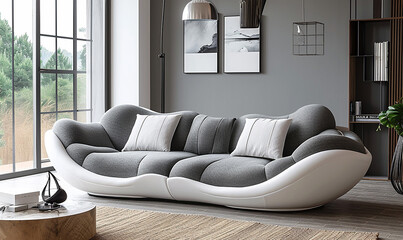 white and gray modern style sofa 