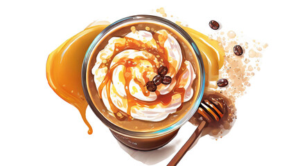 PSD a cup of delicious mocha caramel macchiato on a transparent background 1