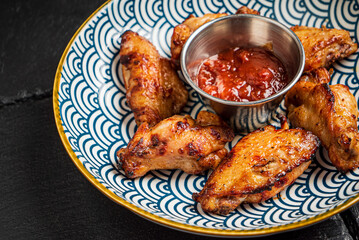 fried chicken with ketchup on plate