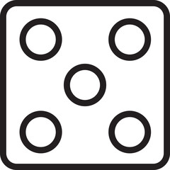 Dice line Icon. Casino Dice with five Dots, Round Edges on transparent background. Excitement Symbol editable stock. Passion Logo. Gambling for casino equipment. Dice icon for fortune game player.