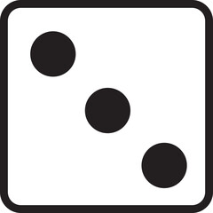 Dice line Icon. Casino Dice with three Dots, Round Edges on transparent background. Excitement Symbol editable stock. Passion Logo. Gambling for casino equipment. Dice icon for fortune game player.
