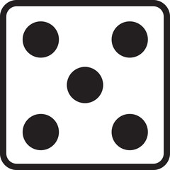 Dice line Icon. Casino Dice with five Dots, Round Edges on transparent background. Excitement Symbol editable stock. Passion Logo. Gambling for casino equipment. Dice icon for fortune game player.