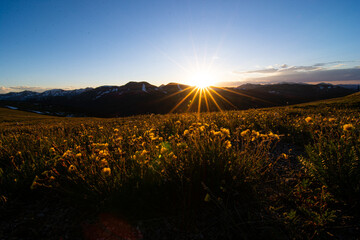 sunset in the mountains