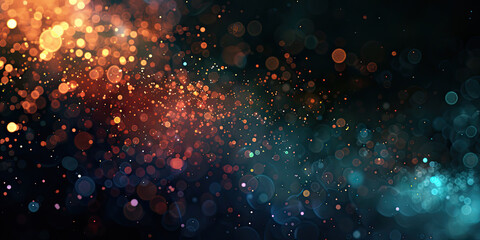 Obraz premium a blue yellow red green gold background with stars. Suitable for celestial, festive, or glamorous design , holiday-themed graphics.glitter lights. de focused. banner.bokeh blur circle
