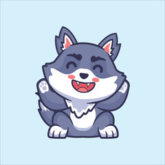 Cute wolf cartoon icon illustration