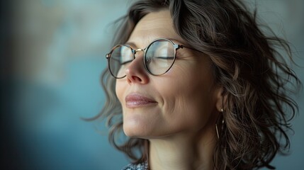 Fototapeta premium Female wearing glasses, profile picture.