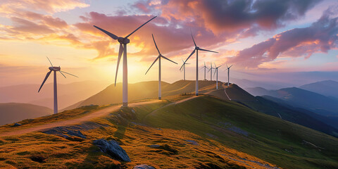 Wind energy. Wind power. Sustainable renewable - obrazy, fototapety, plakaty