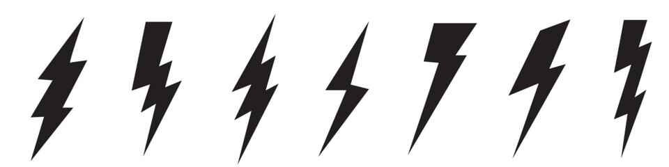Electric power icon. Thunder bolt lightning icons set on white background, eps10 - obrazy, fototapety, plakaty