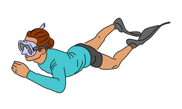 diver swimming underwater with fins and mask clip art preview