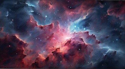 Obraz na płótnie Canvas Abstract cosmic background featuring a blue-purple nebula and stars.