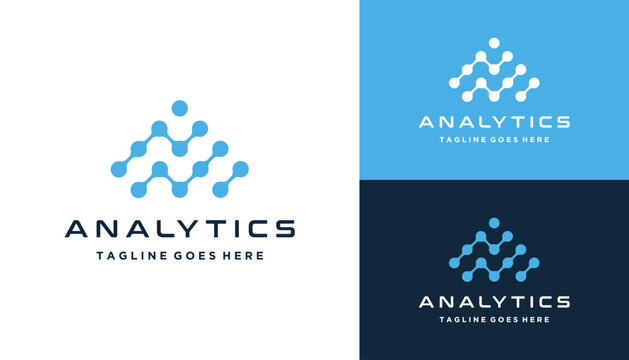 Modern Initial Letter A with Dots Analytical Digital Wire Lines For Business Brand Inspiration Logo Design