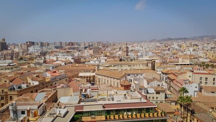 Panoramic video, urban landscape of the historic Andalusian city, Malaga, Spain
