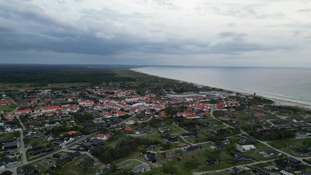 Drone footage of  the town of Blokhus in Denmark.