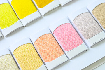 sample color shade of colorful fabric textile of clothing industry