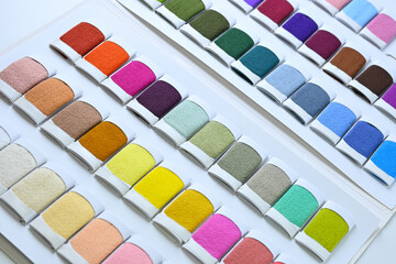 sample color shade of colorful fabric textile of clothing industry
