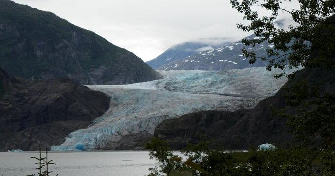 Mendenhall Glacier and Mendenhall Lake, in the summer, Alaska.