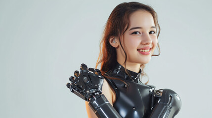 Naklejka premium woman with prosthetic arm