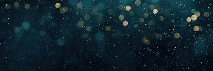 : a blue and gold background with stars. Suitable for celestial, festive, or glamorous design projects such as invitations, holiday-themed graphics.glitter lights. de focused. banner.bokeh blur circle
