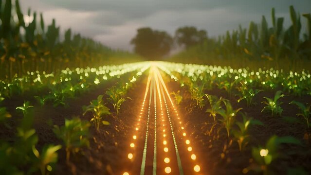 An interactive hologram allows farmers to simulate the effects of different irrigation and fertilization techniques on crop growth using data from their own fields.
