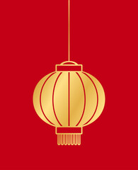 Gold Chinese Lantern Silhouette, Lunar New Year and Mid-Autumn Festival Decoration Graphic. Decorations for the Chinese New Year. Chinese lantern festival.