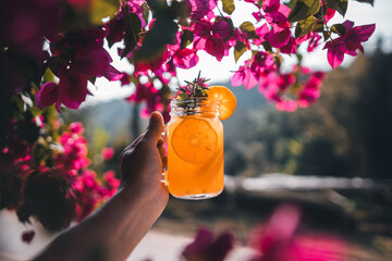 Orange juice,Cold orange juice in a glass