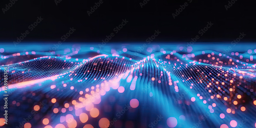 Wall mural 3d abstract dots representing digital binary data. concept for big data, deep machine learning, arti