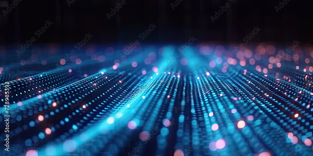 Poster 3d abstract dots representing digital binary data. concept for big data, deep machine learning, arti