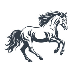 Jumping horse monochrome drawing vector