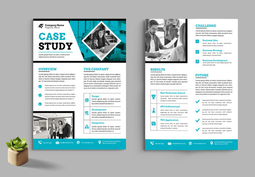 Business Case Study Layout With Blue Accents