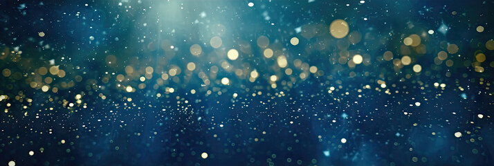 Fototapeta na wymiar a blue and gold background with stars. Suitable for celestial, festive, or glamorous design projects such as invitations, holiday-themed graphics.glitter lights. de focused. banner.bokeh blur circle
