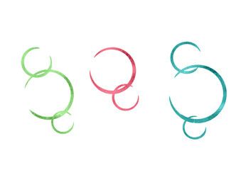 メタリックカラーの手描きの丸いフレーム、モチーフセット。