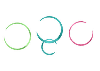 メタリックカラーの手描きの丸いフレーム、モチーフセット。