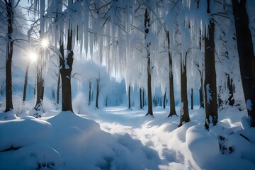 landscape with trees and snow