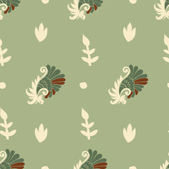 Retro floral composition with flowers and leaves