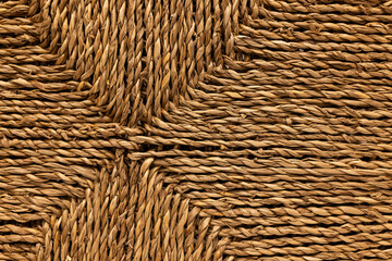 Natural jute fiber texture background. Jute fibers are obtained from the bark of the jute tree. Natural brown linen fabric background. Fiber structure texture. Vintage canvas pattern.