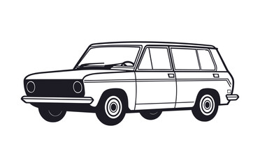 Fiat Station Wagon Car Black outline Vector isolated on a white background