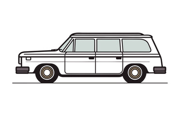 Fiat Station Wagon Car Vector illustration outline isolated on a white background