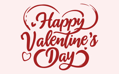 Happy Valentine's Day hand drawn lettering on light pink for your design