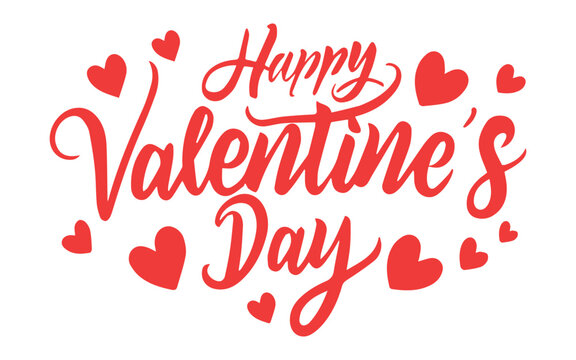 Happy Valentine's Day script font design with hearts pattern. Romantic love wallpaper banner.