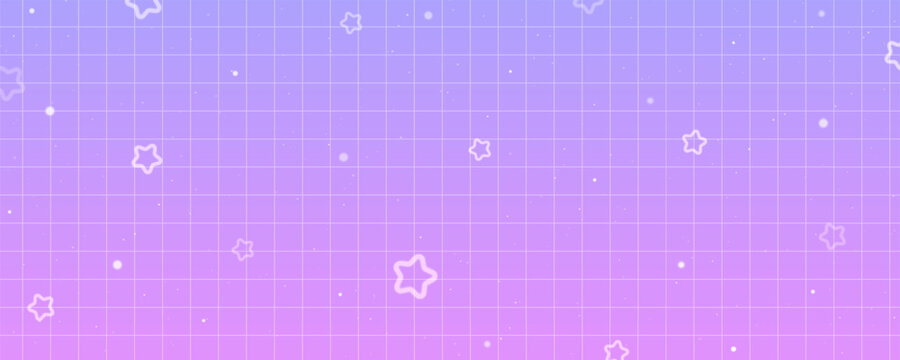 Checkered gradient background with stars. Pastel holographic kawaii backdrop. Abstract vector purple squared wallpaper.